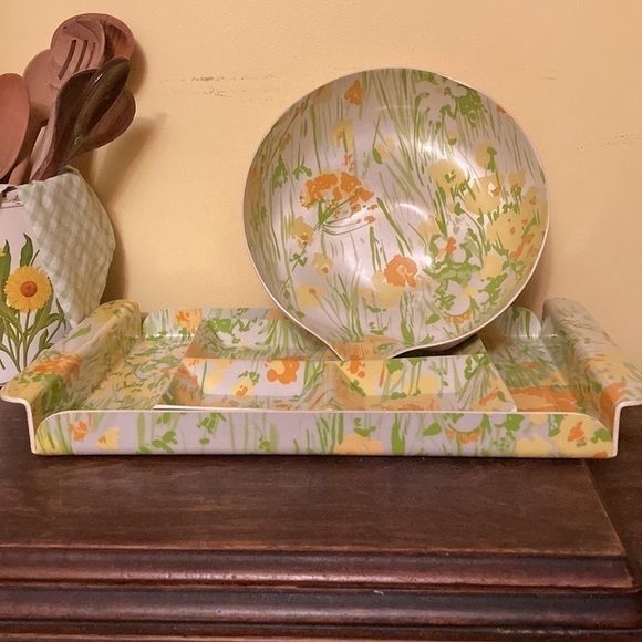 Price drop … MCM 60s Fantastic Floral Bowl, Divided Plate and Serving Tray. - Picture 5 of 13